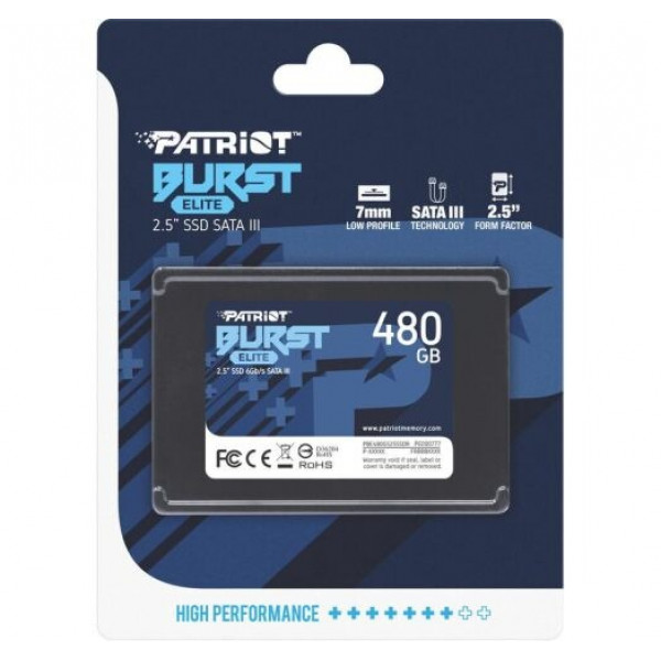 Накопичувач SSD 480GB Patriot Burst Elite 2.5" SATAIII TLC (PBE480GS25SSDR)