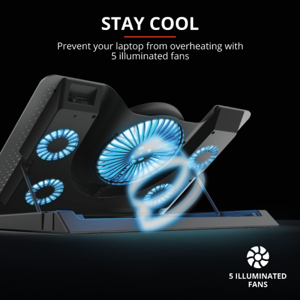 Охолоджуюча підставка для ноутбука Trust GXT 1125 Quno Blue LED 17.3" Black (23581)