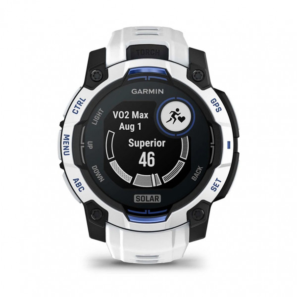 Смарт-годинник Garmin Instinct 3 45mm Solar Whitestone with Whitestone/Bolt Blue Silicone (010-02934-43)