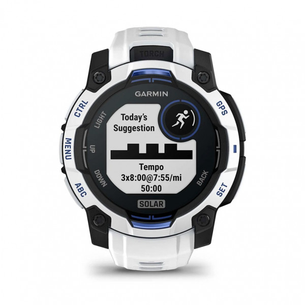 Смарт-годинник Garmin Instinct 3 45mm Solar Whitestone with Whitestone/Bolt Blue Silicone (010-02934-43)