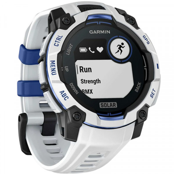 Смарт-годинник Garmin Instinct 3 45mm Solar Whitestone with Whitestone/Bolt Blue Silicone (010-02934-43)