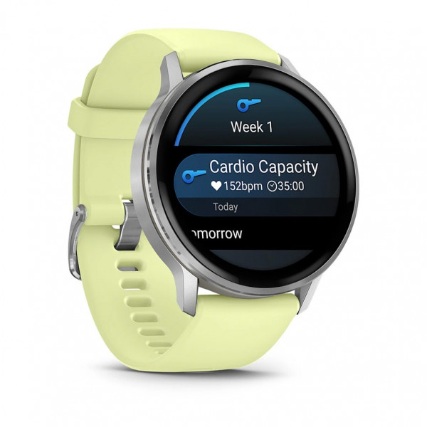 Смарт-годинник Garmin Venu 4 45mm Silver Bezel with Citron Silicone Band (010-03014-02)