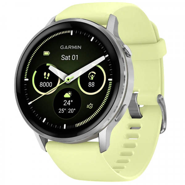 Смарт-годинник Garmin Venu 4 45mm Silver Bezel with Citron Silicone Band (010-03014-02)