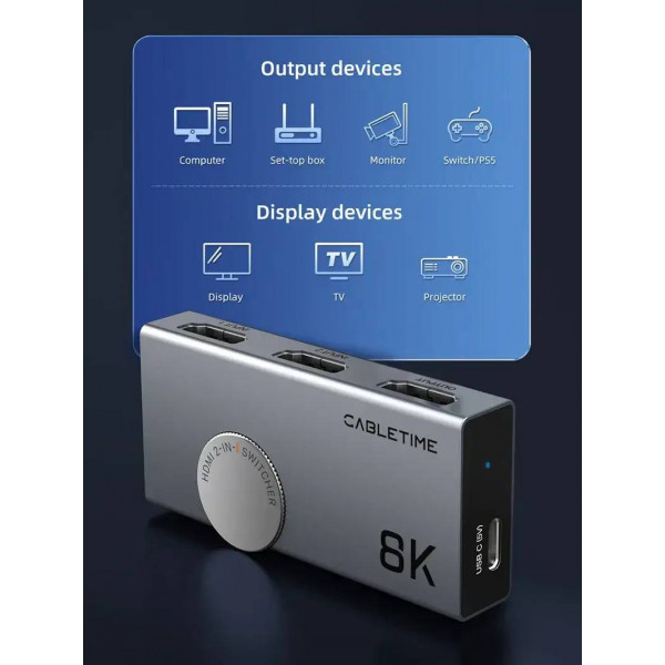 Сплітер Cabletime 4К HDMI Black (CP34G)