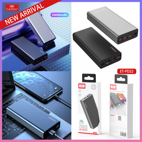 Універсальна мобільна батарея Earldom ET-PD22 20000mAh Black (PB-000122)