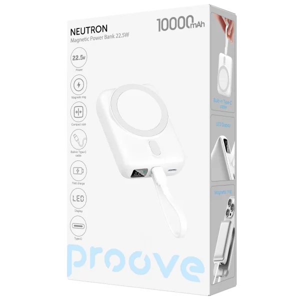 Універсальна мобільна батарея Proove Neutron 22.5W 10000mAh Silver/White (PBNE22022206)