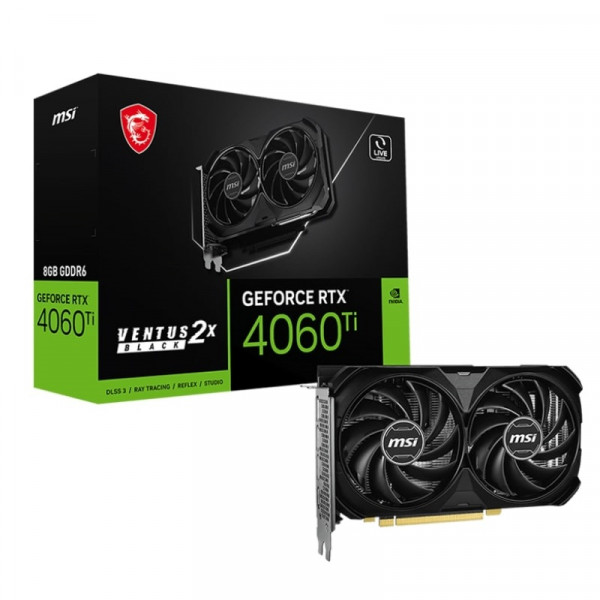 Відеокарта GF RTX 4060 Ti 8GB GDDR6 Ventus 2X Black E1 MSI (GeForce RTX 4060 Ti 8G VENTUS 2X BLACK E1)