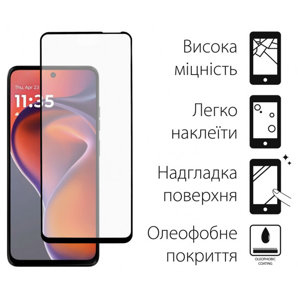Захисне скло Dengos для Motorola G15/G15 Power Black Full Glue (TGFG-397)