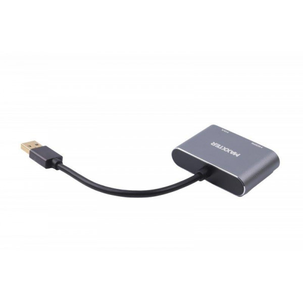 Адаптер-перехідник Maxxter USB - HDMI+VGA (M/F), Grey (V-AM-HDMI-VGA)