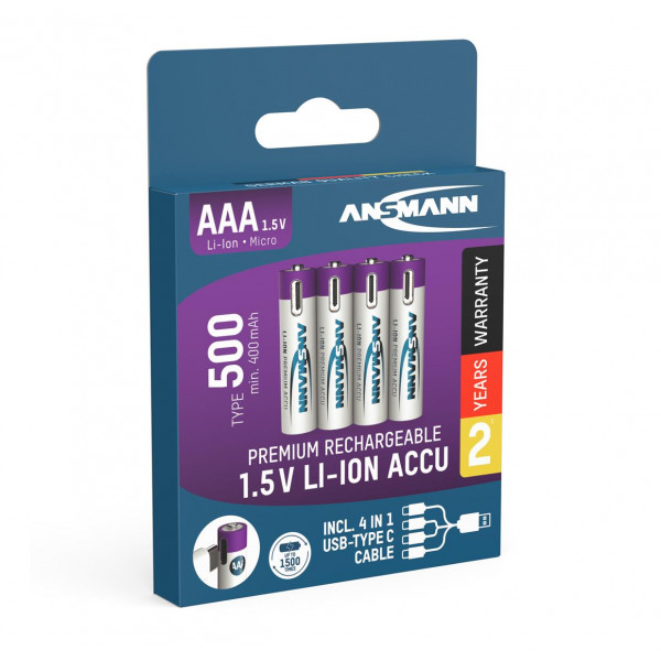 Акумулятори Ansmann AAA/HR03 Li-Ion 500 mAh BL 4 шт