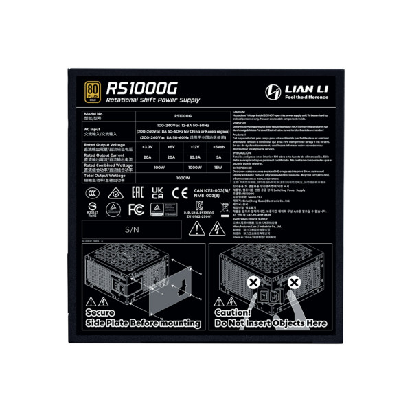 Блок живлення Lian Li RS Gold 1000 Black with Hub, EU Cord (G9P.RS1000G.BH00.EU)