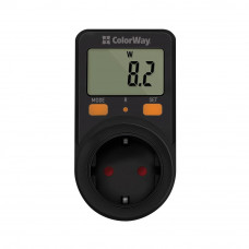 Енергометр цифровий (W/V/A/C/KWh) СolorWay для розетки (16A/3680W) (CW-VM16-01D)