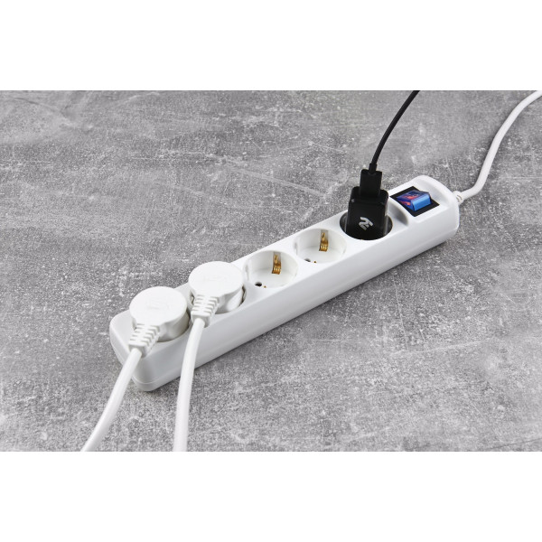 Фільтр живлення 2Е 5хSchuko, 3 м, білий (2E-U05ESM3)