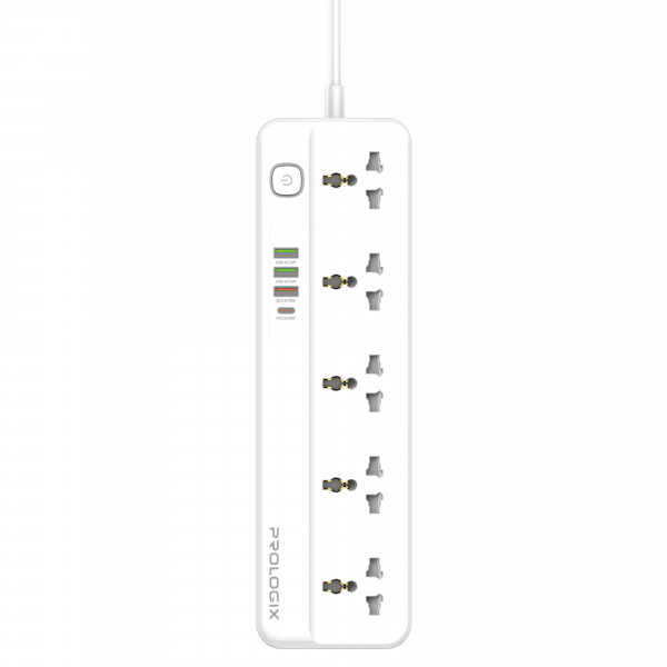 Фільтр живлення ProLogix Premium (PR-SC5415W) 5 розеток, 4 USB (1 PD +1 QC3.0 +2 AUTO ID), 2 м, білий