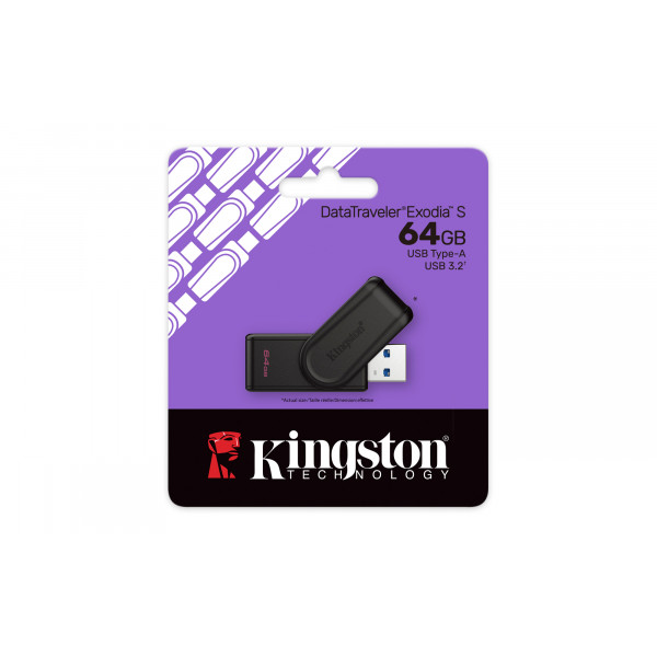 Флеш-накопичувач USB3.2 64GB Kingston DataTraveler Exodia S Black (DTXS/64GB)