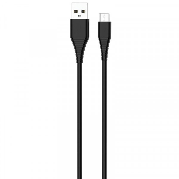 Кабель ColorWay USB-microUSB (PVC), 2.4А, 1м, Black (CW-CBUM025-BK)