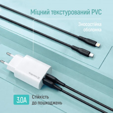 Кабель ColorWay USB Type-C - Lightning (M/M), textured PVC, 3А, 2 м, Black (CW-CBPDCL095-BK)