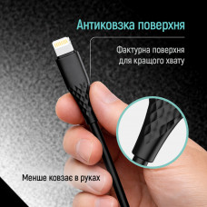 Кабель ColorWay USB Type-C - Lightning (M/M), textured PVC, 3А, 2 м, Black (CW-CBPDCL095-BK)