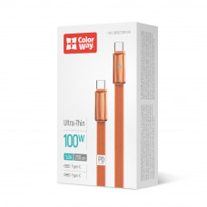 Кабель ColorWay USB Type-C - USB Type-C (M/M), ultra-thin, 5А, 1 м, Orange (CW-CBPDCC100-OR)