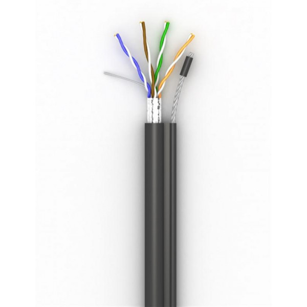 Кабель для зовнішнього прокладання FTP 5е OK-Net КППЭт-ВП (100) 4х2х0.51 бухта 305м с тросом (49312)