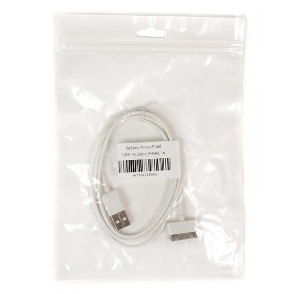 Кабель PowerPlant USB-Apple 30pin, 1м White (DV00DV4045)