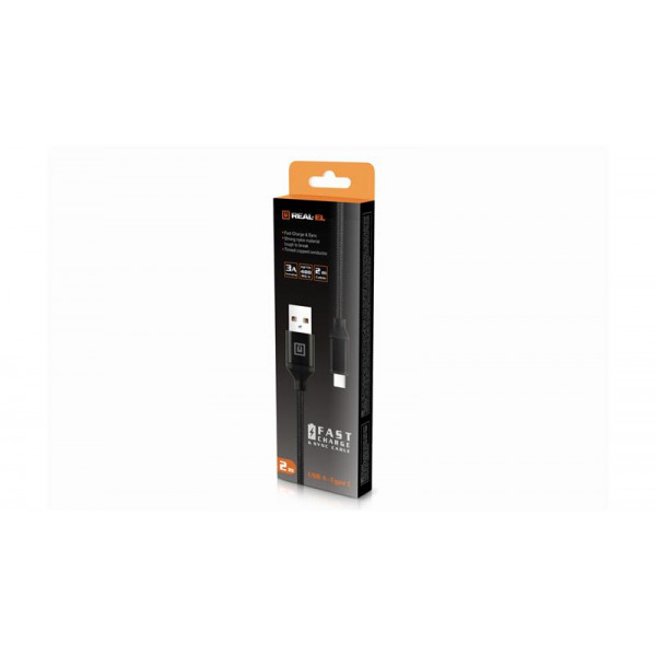 Кабель REAL-EL Premium Fabric USB - USB Type-C (M/M), 2 м, Black (EL123500047)
