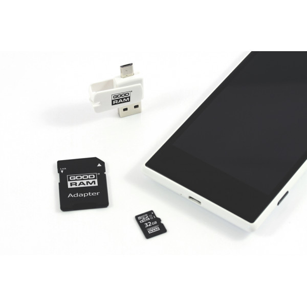 Карта пам`ятi MicroSDHC 32GB UHS-I Class 10 Goodram + SD-adapter + OTG Card reader (M1A4-0320R12)