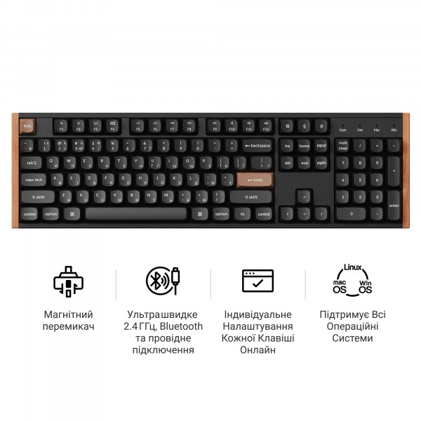 Клавіатура бездротова Keychron K10 HE Magnetic Switch Black RGB (K10H-F1-UA)