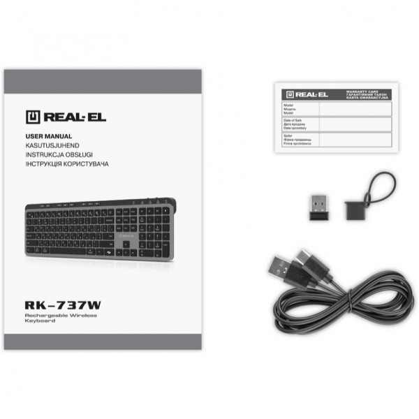 Клавіатура бездротова REAL-EL RK-737W Black/Grey