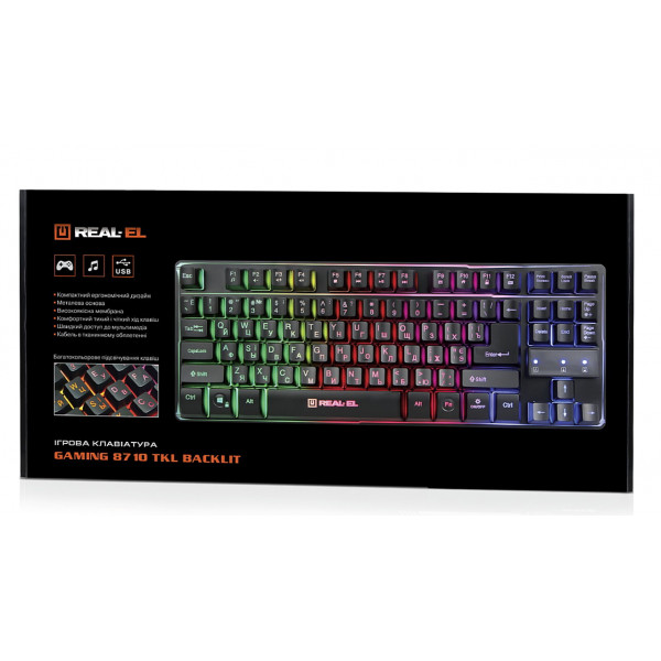 Клавіатура REAL-EL Gaming 8710 TKL Backlit Ukr Black