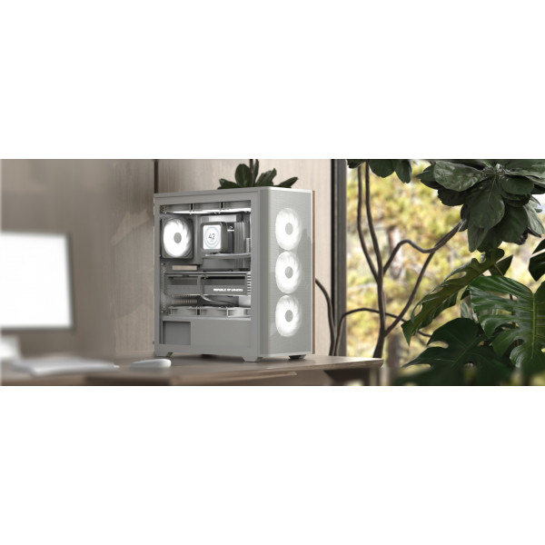 Корпус AeroCool D501A-G-WT-v2 (ACCM-DS01043.21) White без БЖ