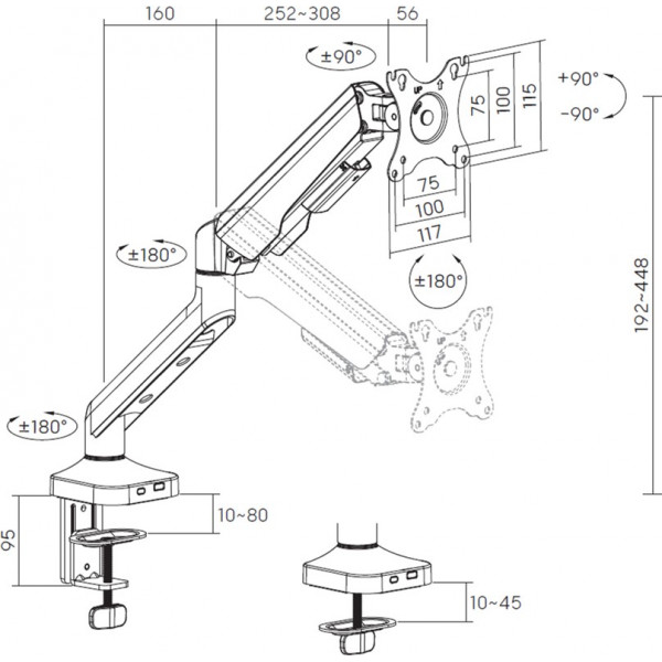Кріплення настільне для монітора OfficePro 17-42" White (MA441W)