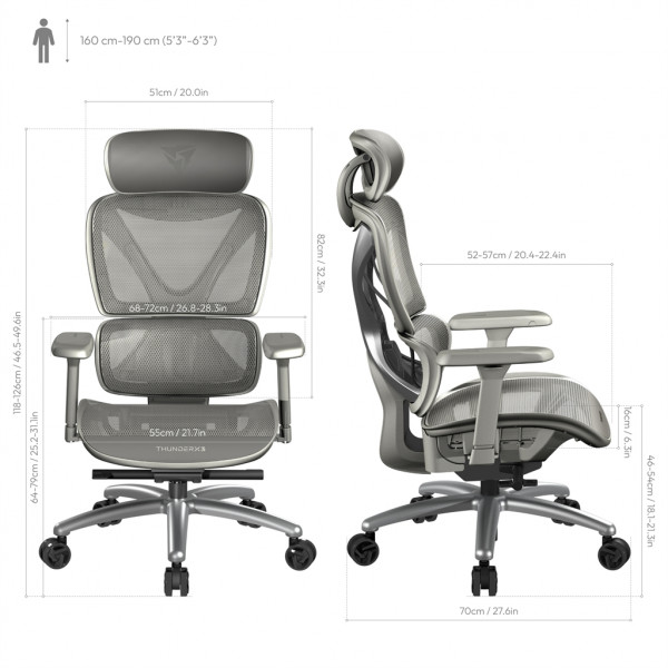 Крісло для геймерів TX3 XTC Mesh Grey (TEGC-3054104.41)