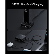 Мережевий зарядний пристрій Anker Prime 100W, 2xUSB-C, 1xUSB-A, Pogo pin Black (A1902311)