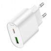 Мережевий зарядний пристрій Hoco C109A 1USB-C/1USB PD/QC 20W White (6942007656719)