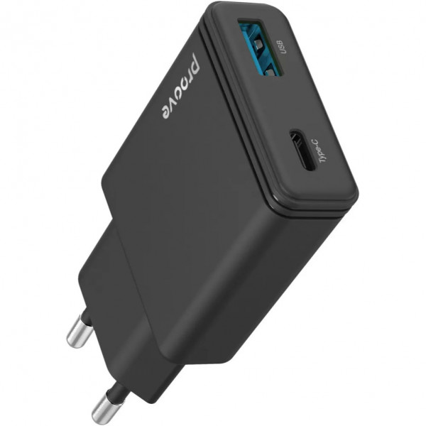 Мережевий зарядний пристрій Proove Slender (1USB-C, 1USB) 45W Black (WCSL45110001)