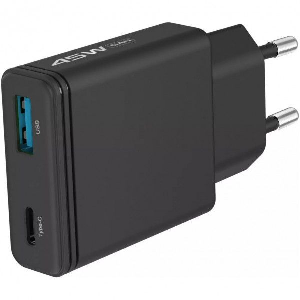 Мережевий зарядний пристрій Proove Slender (1USB-C, 1USB) 45W Black (WCSL45110001)