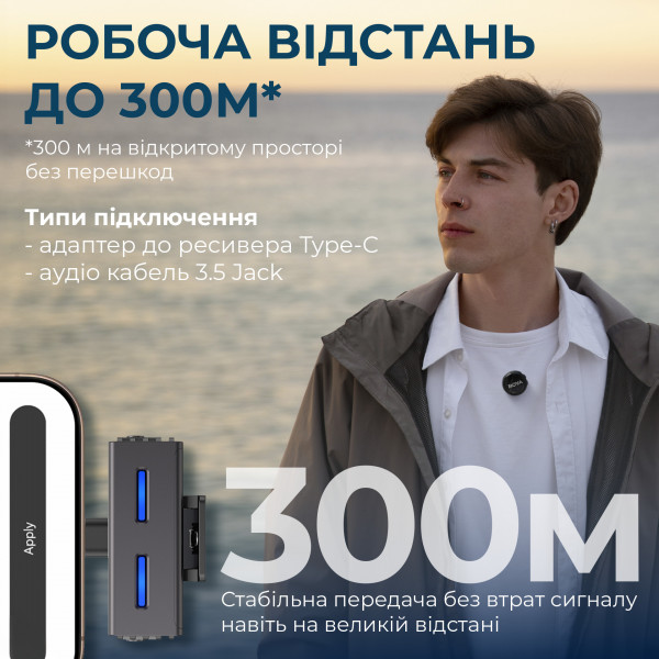 Мікрофон BOYA LINK 3-02 Type-C/TRS Black