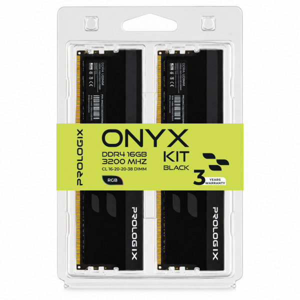 Модуль пам`ятi DDR4 2x8GB/3200 Prologix Onyx Black RGB (PRO16GB3200YBR4K)