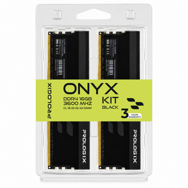 Модуль пам`ятi DDR4 2x8GB/3600 Prologix Onyx Black (PRO16GB3600YB4K)