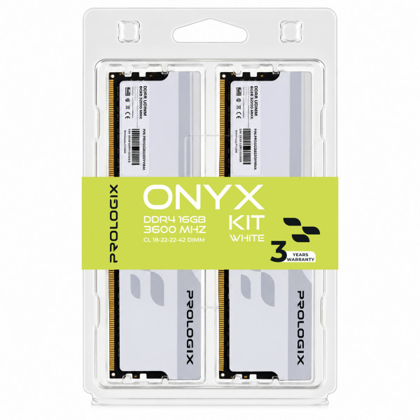Модуль пам`ятi DDR4 2x8GB/3600 Prologix Onyx White (PRO16GB3600YW4K)