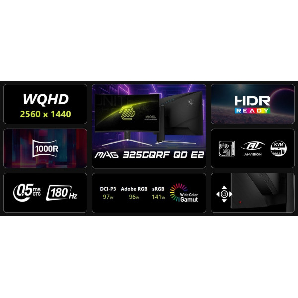 Монітор MSI 31.5" MAG 325CQRF QD E2 VA Black Curved 180Hz