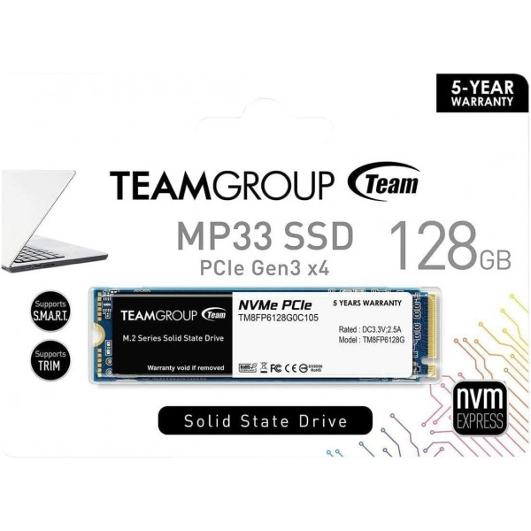 Накопичувач SSD 128GB Team MP33 M.2 2280 PCIe 3.0 x4 3D TLC (TM8FP6128G0C101)