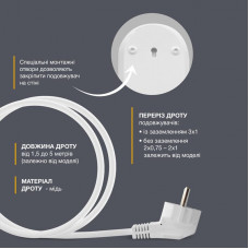 Подовжувач блоковий (ABS) Electrum 2 гнізда 2м C-ES-1782