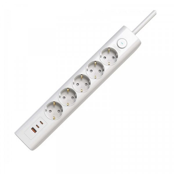 Подовжувач блоковий (PP) Electrum 5 розеток 3м із вимикачем та 2 Type-C + USB C-ES-1991
