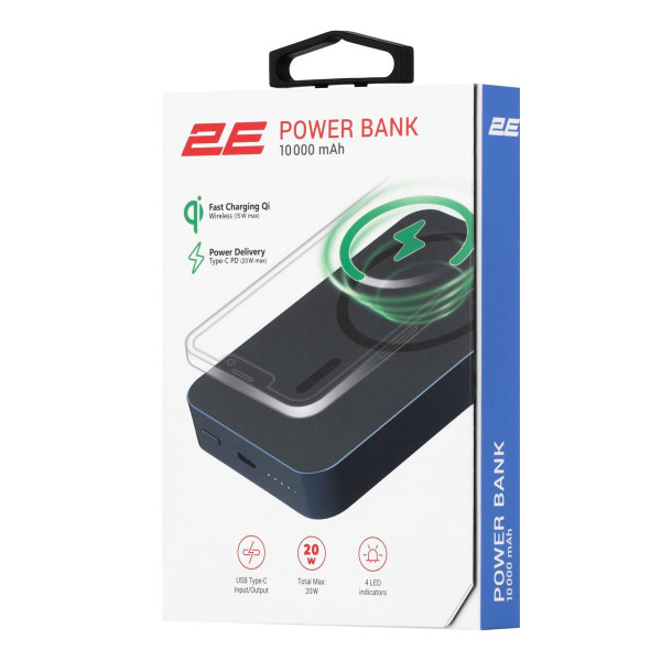 Універсальна мобільна батарея 2E Wireless QI 10000mAh Blue (2E-PB1046-BLUE)