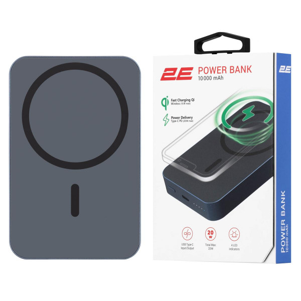 Універсальна мобільна батарея 2E Wireless QI 10000mAh Blue (2E-PB1046-BLUE)