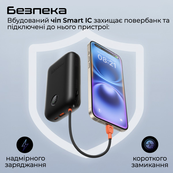 Універсальна мобільна батарея Promate PowerPod-30 30000mAh 35W Black