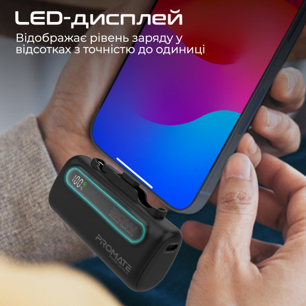 Універсальна мобільна батарея Promate PowerUp-Duo 5000mAh 20W Black