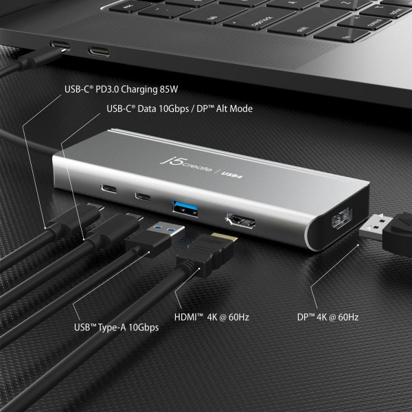 USB-хаб J5create USB-C 5-в-1 Grey (JCD401-N)